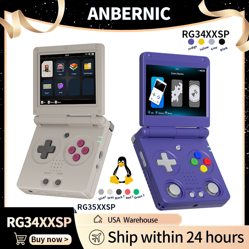 Retro Gaming Kiosk - Anbernic RG34XXSP RG35XXSP Flipคอนโซลเกมมือถือหน้าจอIPS Linux 64