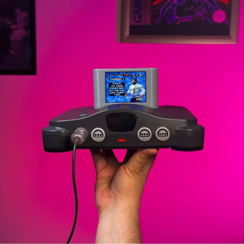 Retro Gaming Accessories - ตลับเกม Pico N64 พร้อมสายเชื่อมต่อหน้าจอ จอ LCD