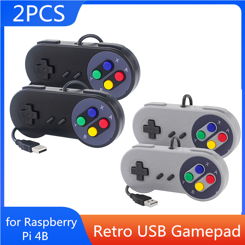 Retro Gaming Raspberry Pi 4 - 2PCs USB Gamepad Retro Gaming จอยสติ๊กคอนโทรลเลอร์แบบมีสายสําหรับ