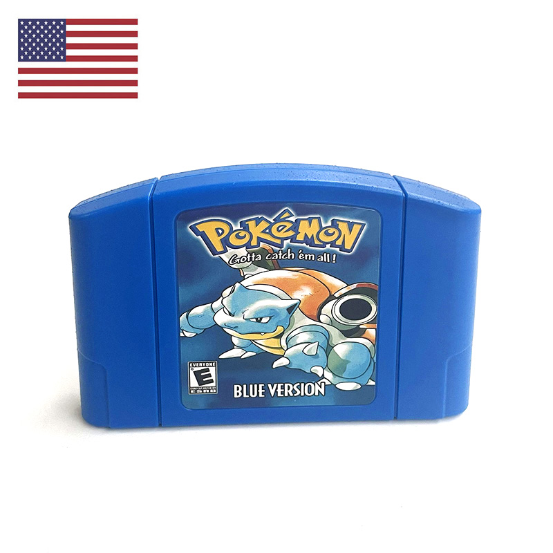Retro Gaming Video - เครื่องเล่นเกมวิดีโอเรโทร N64 รุ่น NTSC ของอเมริกา เกมโปเกมอนบลูภาษาอังกฤษ