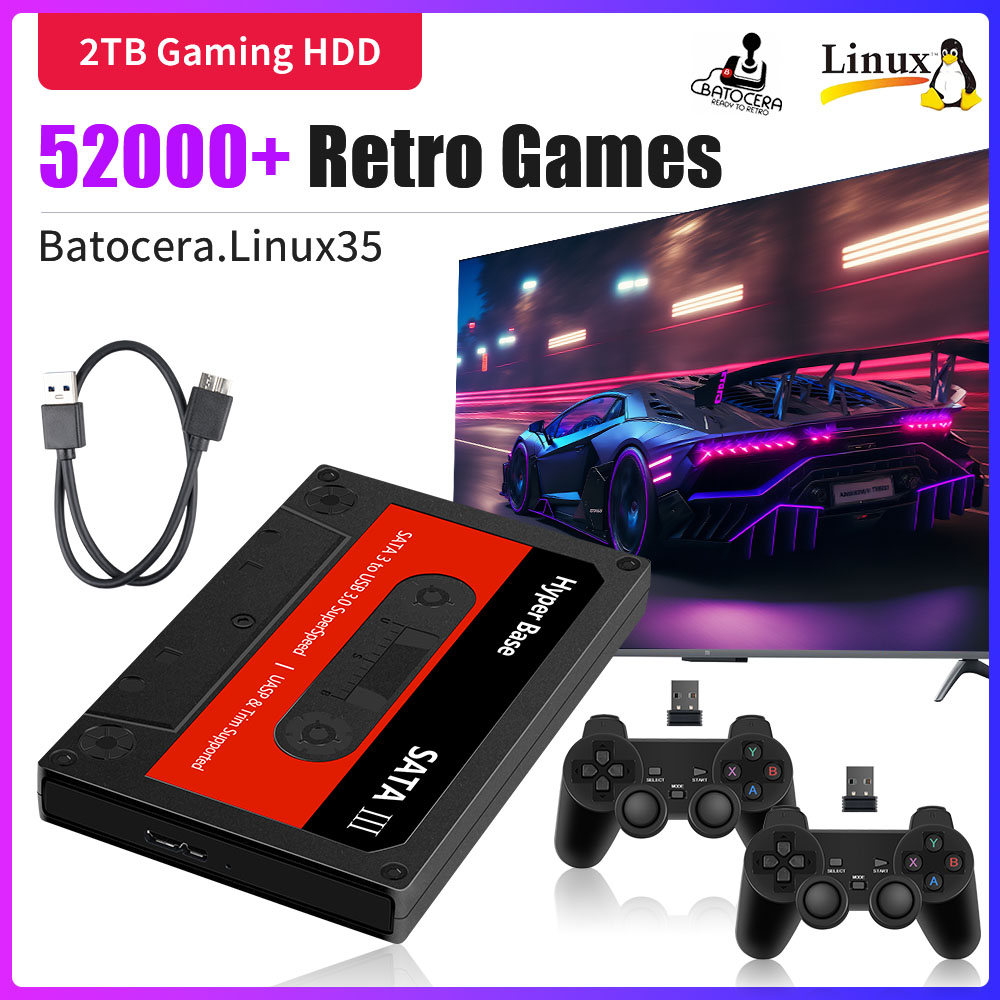 Retro Gaming Emulator Pc - ฮาร์ดดิสก์เกมมิ่ง Hyper Base Batocera 2TB ในตัวพร้อมเกมย้อนยุคกว่า