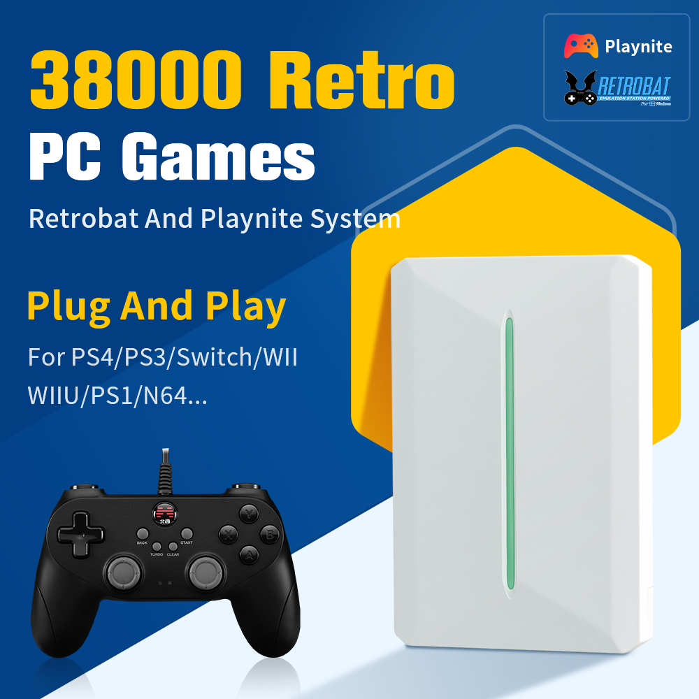 Retro Gaming Emulator Pc - ฮาร์ดไดรฟ์เกมแบบพกพา 500GB สำหรับ PS3/PS2/PS1/Switch/WII/N64/SNES Playnite&Retrobat Emulator