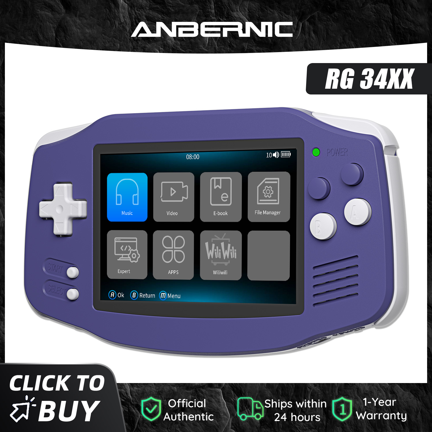 Retro Gaming Hub - เครื่องเล่นเกมพกพา Anbernic RG34XX 64 บิต จอ