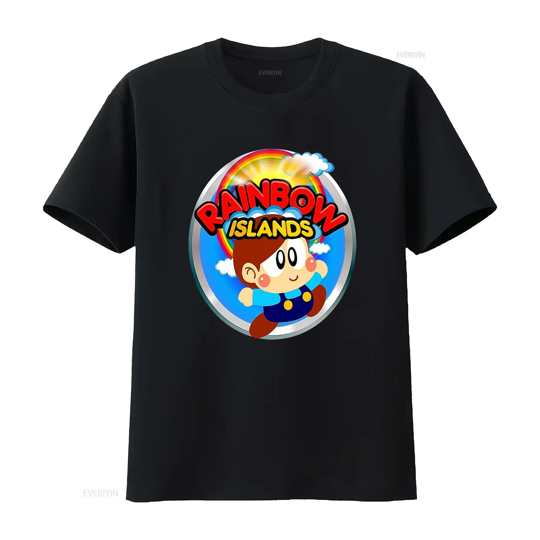 Retro Gaming Island - เสื้อยืดวิดีโอเกม Rainbow Islands พิมพ์ลายโลโก้ Retro Arcade