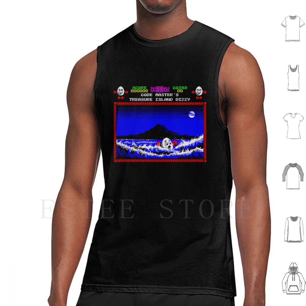 Retro Gaming Island - เสื้อกล้ามลาย Treasure Island Dizzy Motif ผ้าฝ้ายสไตล์เรโทรเกมมิ่ง