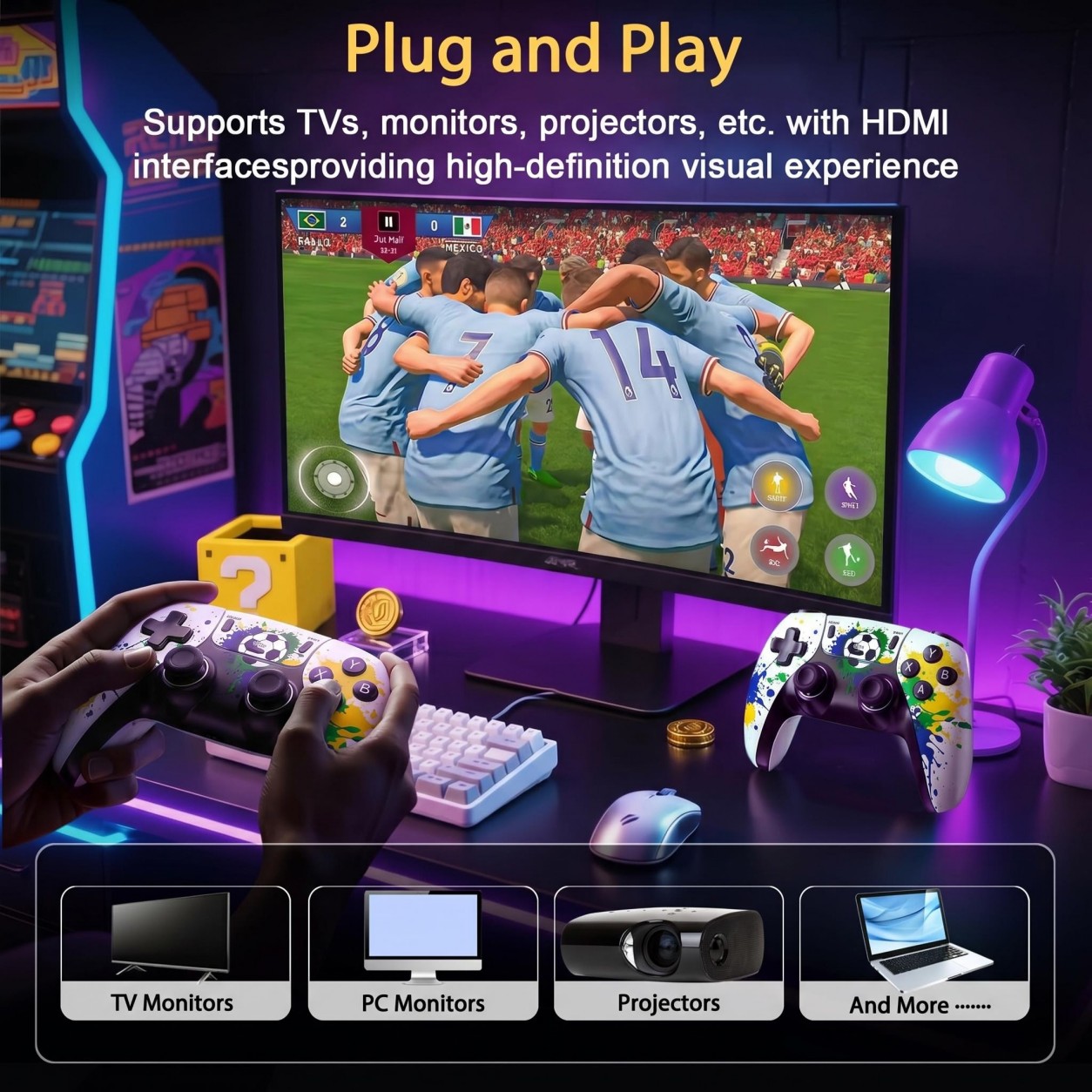 รูปแบบฟุตบอล คอนโทรลเลอร์เกมไร - Retro X8 Gaming Console บทวิจารณ์และราคา