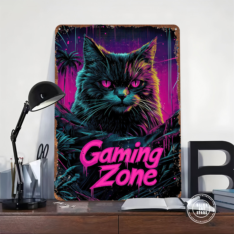 โปสเตอร์โลหะลายแมวเกมเมอร์ งาน - Retro Gaming At Home บทวิจารณ์และราคา