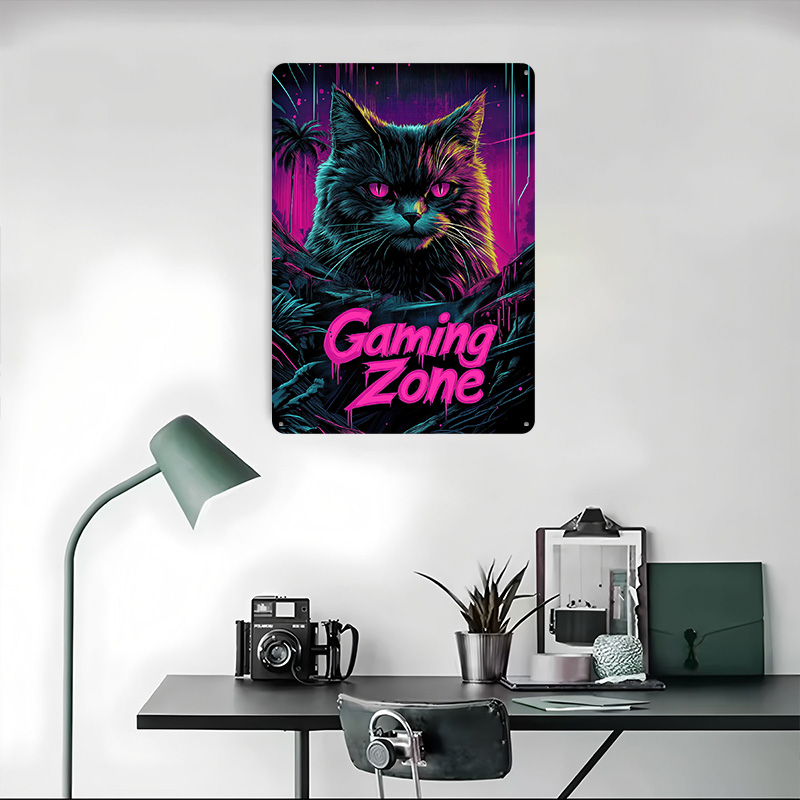 โปสเตอร์โลหะลายแมวเกมเมอร์ งาน - Retro Gaming At Home บทวิจารณ์และราคา