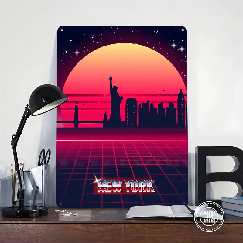 โปสเตอร์โลหะลายเส้นขอบฟ้านิวยอ - Retro Gaming York บทวิจารณ์และราคา