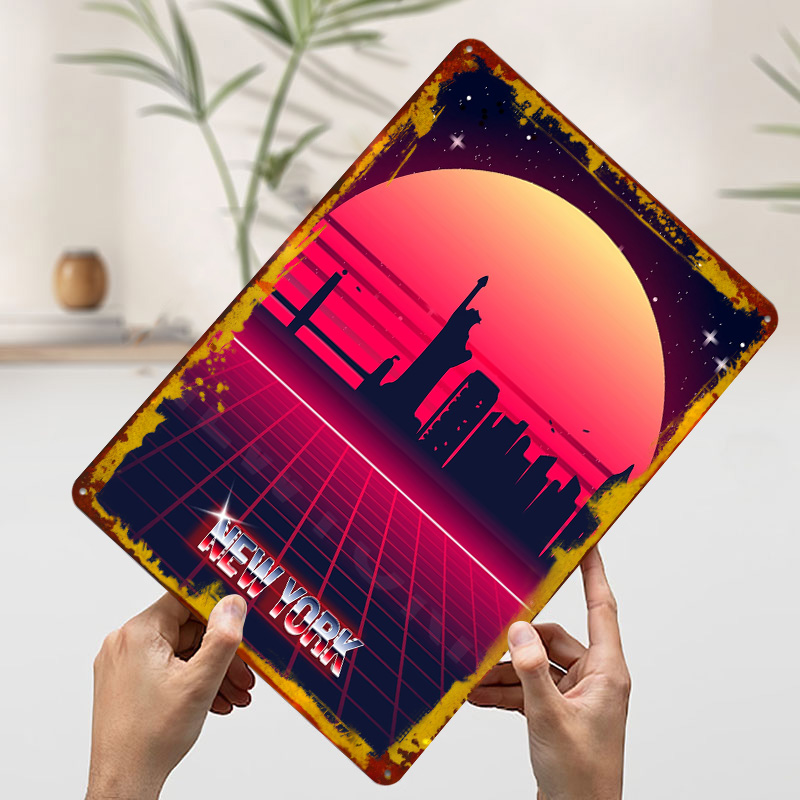โปสเตอร์โลหะลายเส้นขอบฟ้านิวยอ - Retro Gaming York บทวิจารณ์และราคา